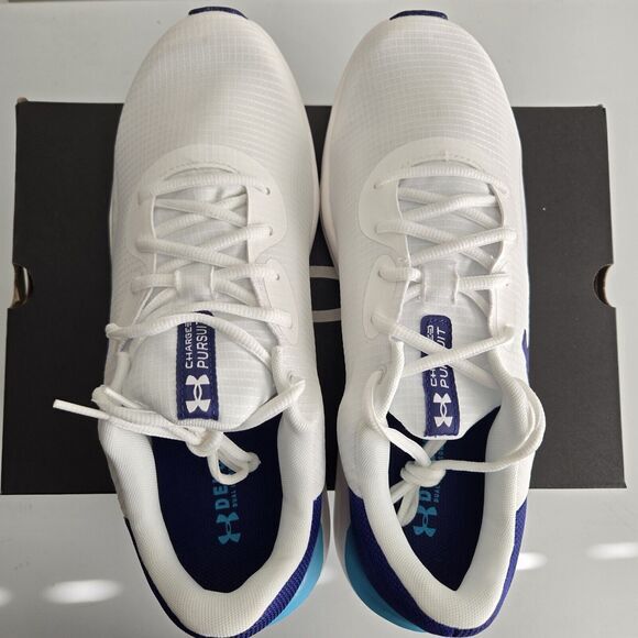 Under ARMOUR Charged Pursuit 3 TECH Men\'s‎ Size 12 White Blue Gym Running Train main image 13